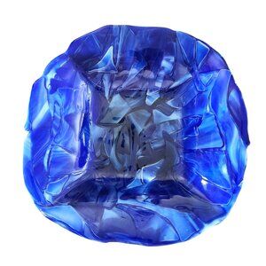 Vintage Handcrafted Blue Glass Bowl With Unique Layer Design